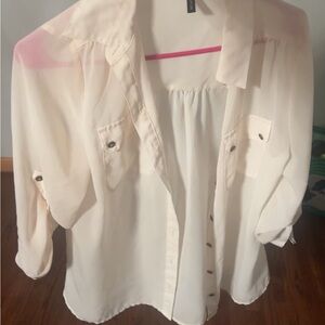 Maurices Cream Button-Up Blouse
